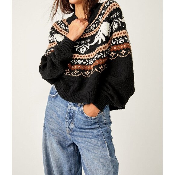 Free People Nellie Sweater black knit New with tags! - Picture 1 of 15